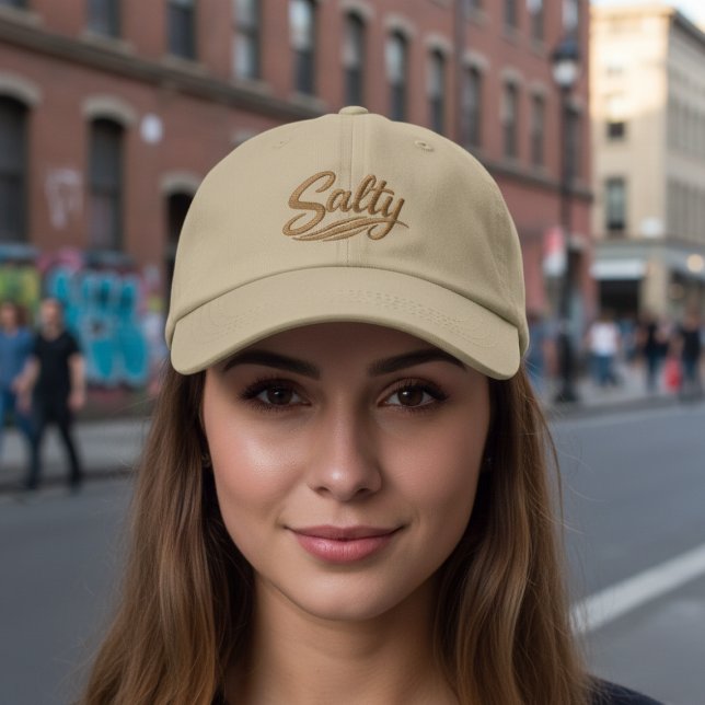 Acting Salty Funny Sarcasm Saying Embroidered Hat (Acting Salty Funny Sarcasm Saying Embroidered Baseball Cap by Ricaso. dry humor, witty comebacks.)
