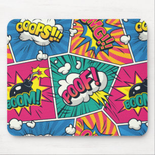 Action Comic Sound Effects - Pop Art Desk Mousepad