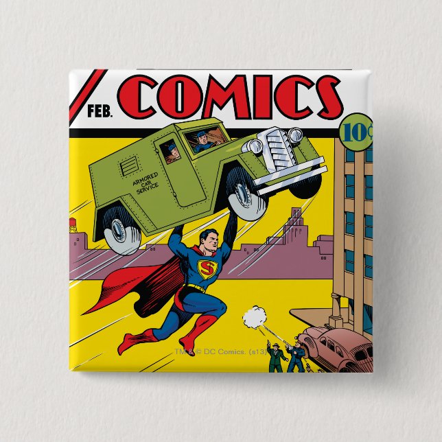Action Comics #33 15 Cm Square Badge (Front)