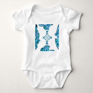 Action Cyan Teal Abstract Graffiti Art Print Baby Bodysuit