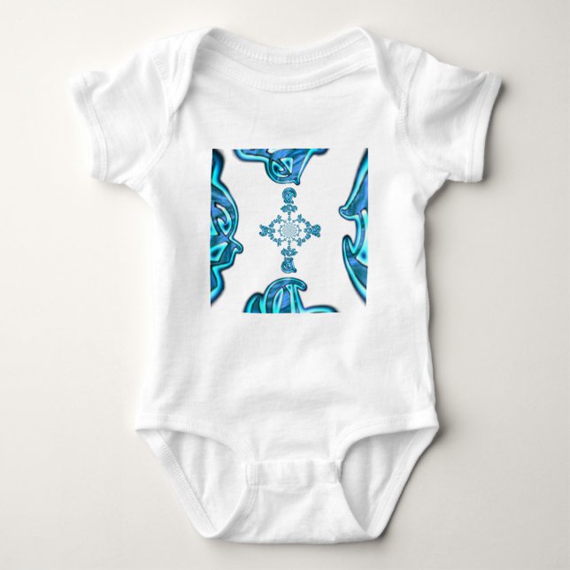Action Cyan Teal Abstract Graffiti Art Print Baby Bodysuit (Front)