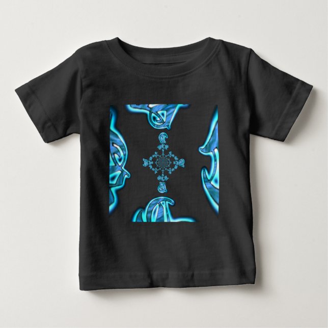 Action Cyan Teal Abstract Graffiti Art Print Baby T-Shirt (Front)