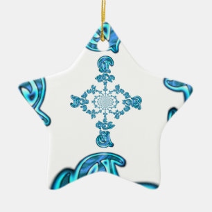Action Cyan Teal Abstract Graffiti Art Print Ceramic Ornament