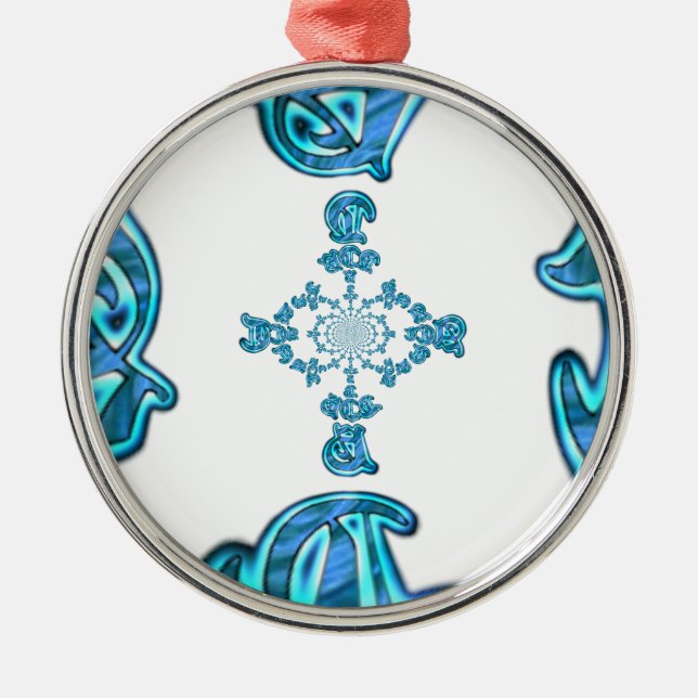 Action Cyan Teal Abstract Graffiti Art Print Metal Ornament (Front)