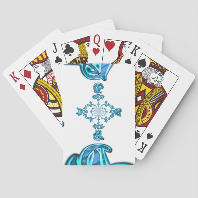 Action Cyan Teal Abstract Graffiti Art Print Playing Cards (Back)