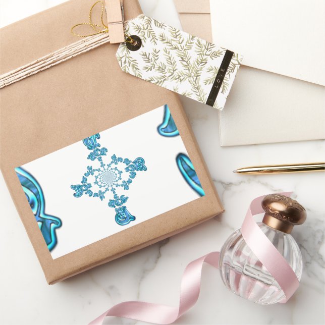 Action Cyan Teal Abstract Graffiti Art Print Rectangular Sticker (Gifting)