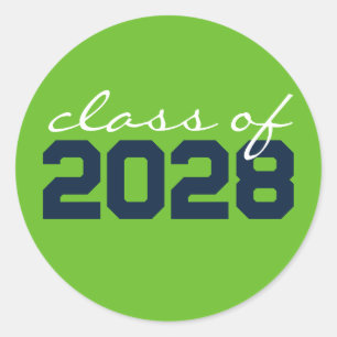 Action Green & Navy Graduation Classic Round Sticker