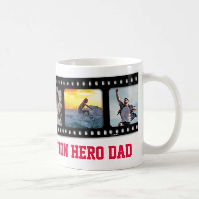 Action hero Dad 5 photos film strip mug (Right)