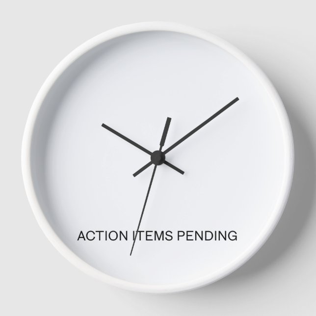 Action Items Pending | Industrial Wall Clock (Front)