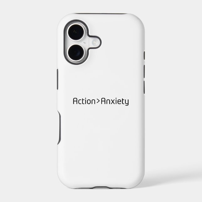 Action Over Anxiety Minimalist iPhone 17 Case (Back)