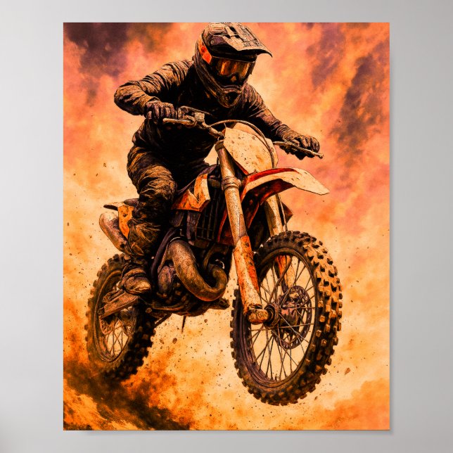 Action Packed Dirt Bike Rider Poster (Front)