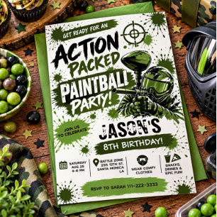 Action Packed Paintball Birthday Invitation