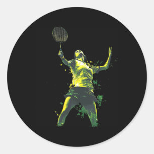 Action-packed Woman Playing Badminton Classic Round Sticker