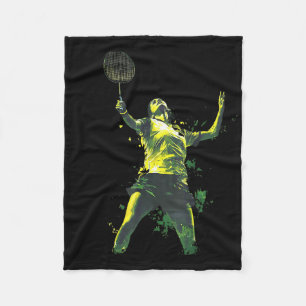 Action-packed Woman Playing Badminton Fleece Blanket