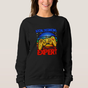 Action Social Distancing Expert Gaming Vintage Vid Sweatshirt