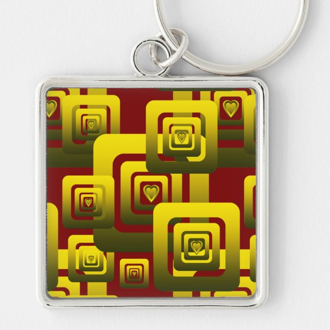 Activate My Heart Pattern Golden Key Ring (Front)