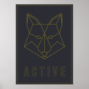 Active affirmation poster yellow origami fox