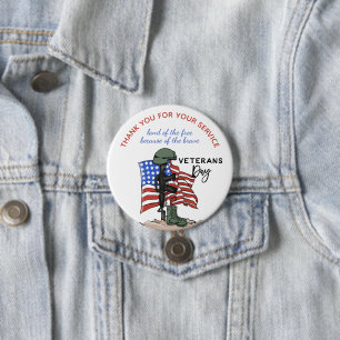 Active Duty or Retired Veteran Military Thank you 7.5 Cm Round Badge