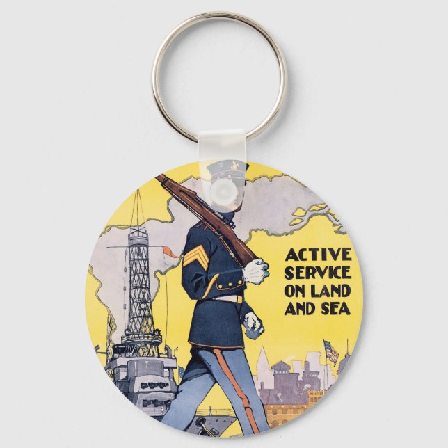Active Service on Land and Sea Key Ring (Front)
