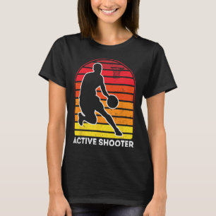 Active Shooter Bysketbyll Player Retro Vintage Sun T-Shirt