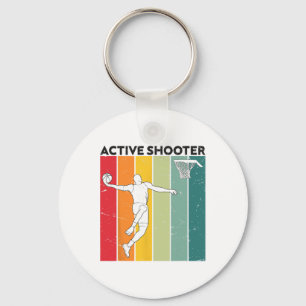 Active Shooter Sketll Player Retro Vintage Sunset Key Ring