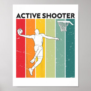 Active Shooter Sketll Player Retro Vintage Sunset  Poster