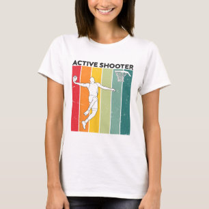 Active Shooter Sketll Player Retro Vintage Sunset T-Shirt
