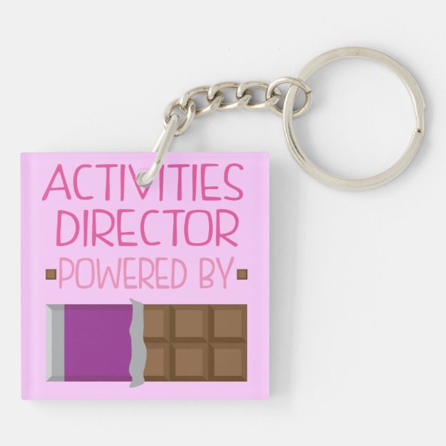 Activities Director Chocolate Gift for Woman Key Ring (Back)
