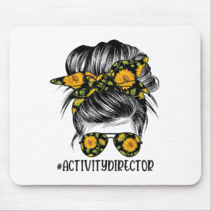 Activity Director Messy Hair Woman Bun Sunflower H Mouse Pad