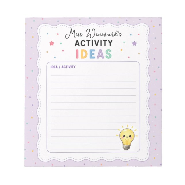 Activity Ideas Teacher Planner Notepad (Front)