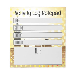 Activity Log Daily Task Time Record Notepad