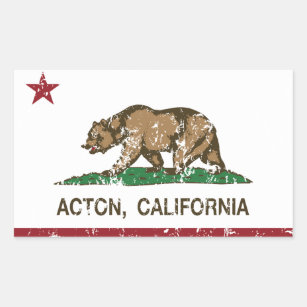 Acton California Republic Flag Rectangular Sticker