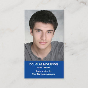 Actor Actress Model Vertical Photo Blue Business Card