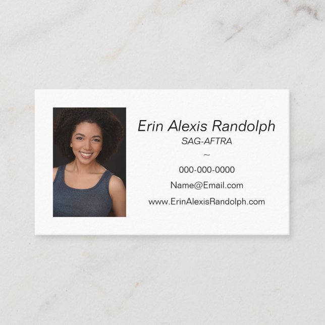 Actor and Actress Networking Business Card (Front)