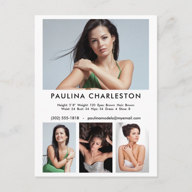 Actor Model 4 Photo Template Promotional Postcard (Front)