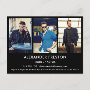 Actor Model Comp/Zed Card 3 Photo Black Postcard