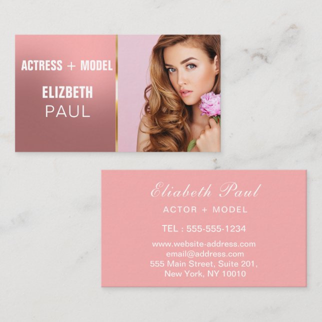 Actor model dancer photo trendy contemporary kraft business card (Front/Back)