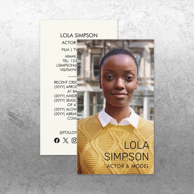 Actor Model Entertainment Professional Photo Business Card (Creator Uploaded)
