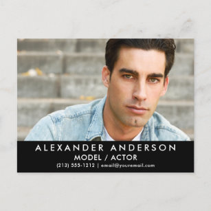 Actor Model Front Photo Postcard - Black