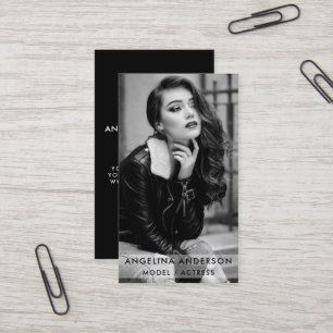 Actor Model Photo Business Card Black and White