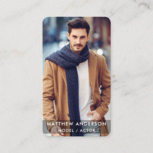 Actor Model Photo Modern Black R Business Card
