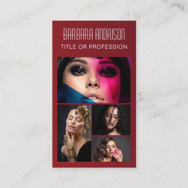 Actor Model Singer Dancer 4 Photo Social Icon  Business Card (Front)