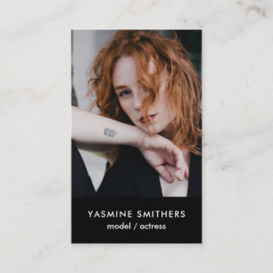 Actor Model Singer Dancer SOCIAL ICON Black Photo Business Card