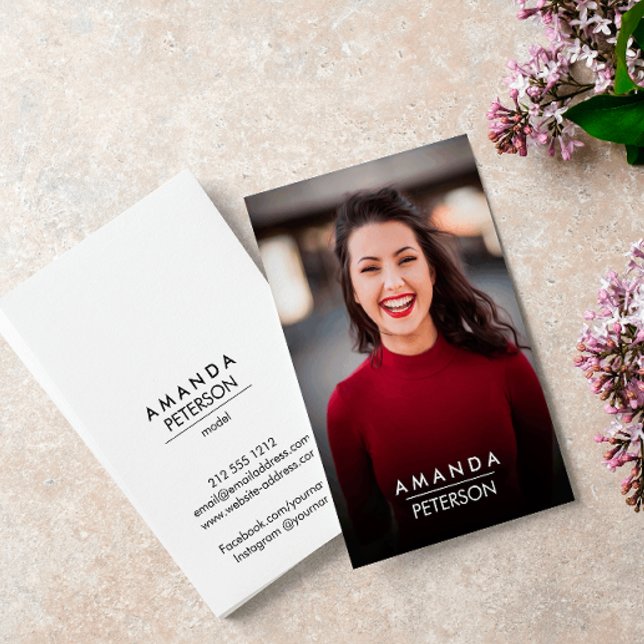 Actor Models Dancer Photo Transparent Gradient Business Card (FULL FRAME PHOTO VERTICAL BUSINESS CARD PROFESSIONAL)