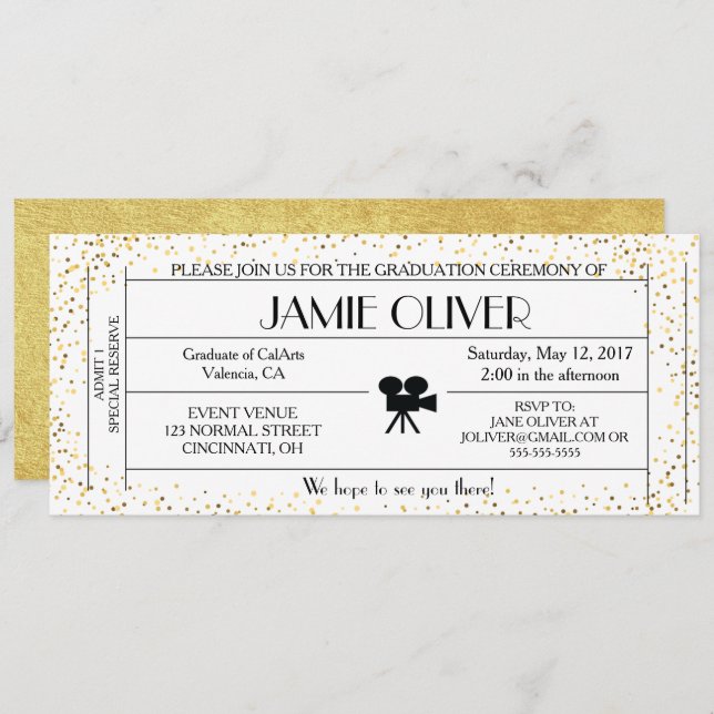 Actor / Movie theme graduation ticket announcement (Front/Back)