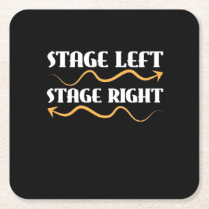 Actor Stage Left Stage Right Square Paper Coaster
