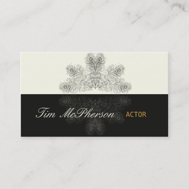 Actor Trendy Peacock Feathers Business Card (Front)
