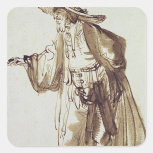 Actor with a Broad-rimmed Hat Square Sticker