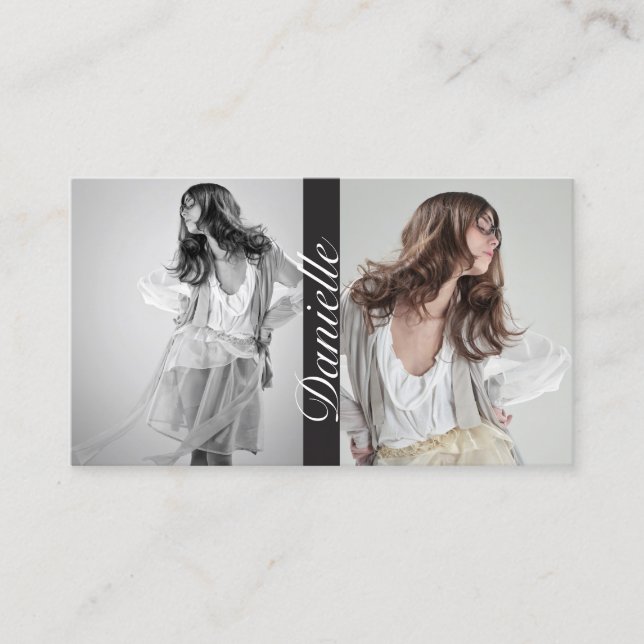 Actors and Models Double Photo Business Card (Front)
