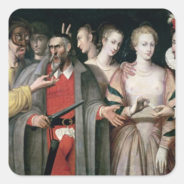 Actors of the Commedia dell'Arte Square Sticker (Front)